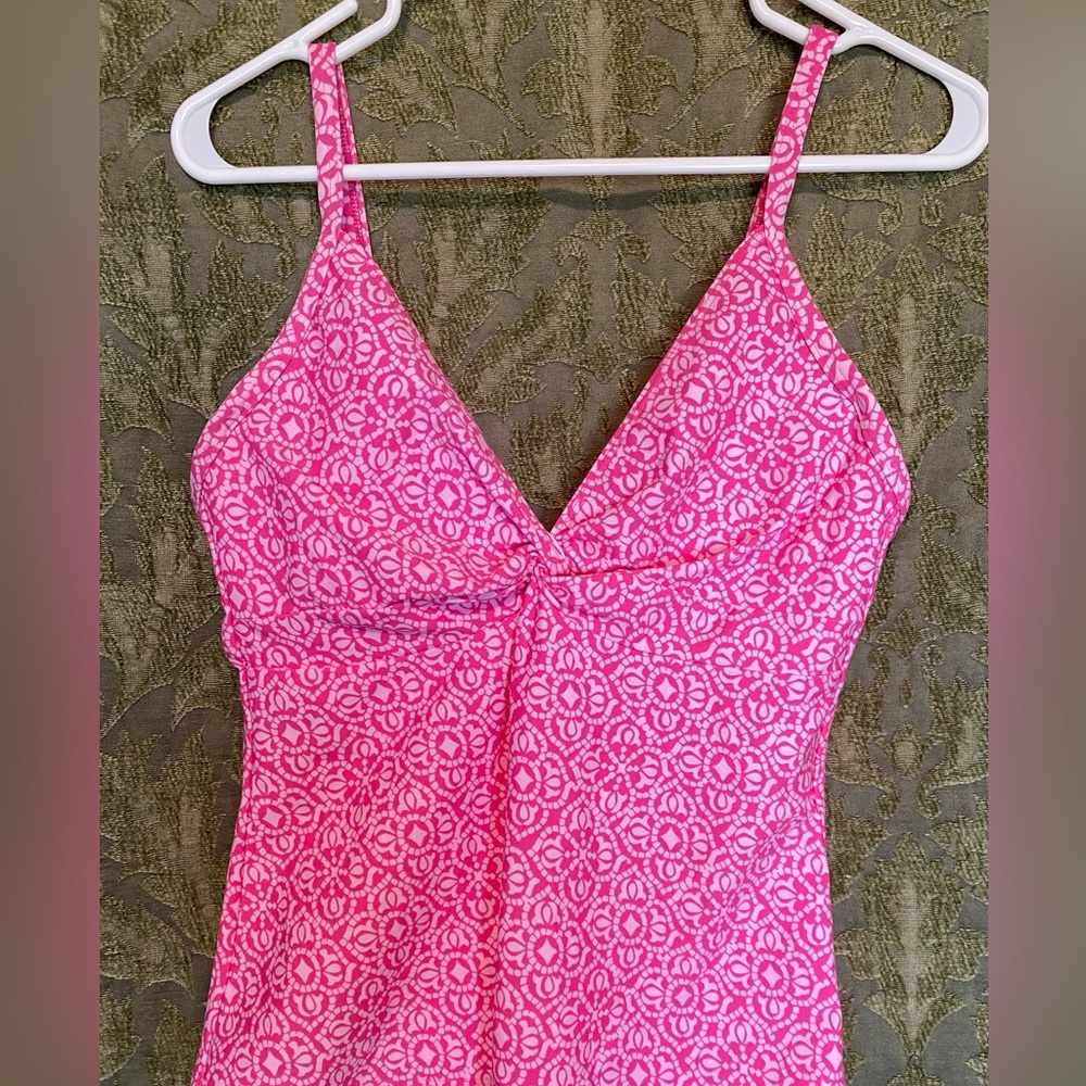 Next by Athena tankini top bra sized 38D in a pink print.